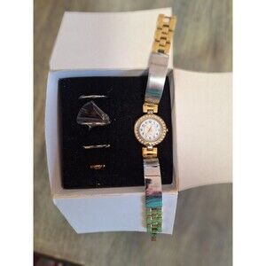 Vtg Avon Two Tone Convertible Bezel Watch With Box.  Untested READ